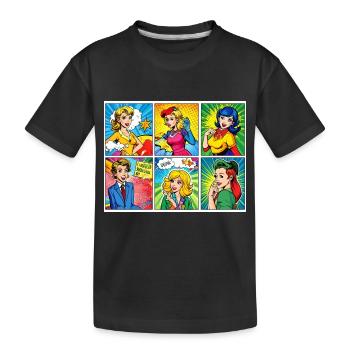 Pop art, personnages caricaturaux colorés, bande dessinée - T-shirt bio Premium Enfant - noir - Devant