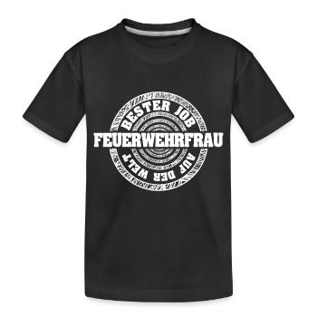 Job Feuerwehrfrau - Kinder Premium Bio T-Shirt - Schwarz - Vorne