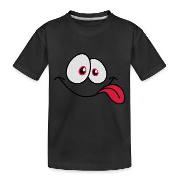 Visage comique souriant Langue froide qui dépasse - T-shirt bio Premium Enfant - noir - Devant