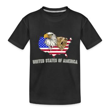 USA Adler eagle Grizzlybär bear America Amerika - Kinder Premium Bio T-Shirt - Schwarz - Vorne