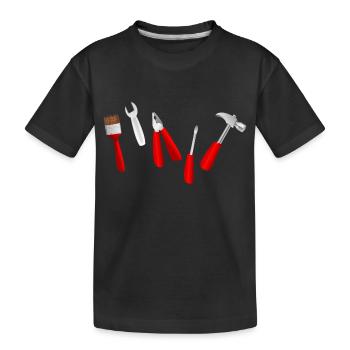 werkzeug tools pinsel hammer schraubenzieher zange - Kinder Premium Bio T-Shirt - Schwarz - Vorne