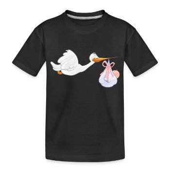 La cigogne apporte le bébé - T-shirt bio Premium Enfant - noir - Devant