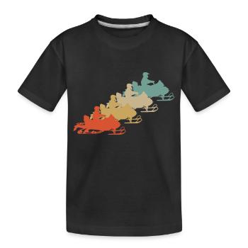 Retro Vintage Style Schneemobil Motorschlitten - Kinder Premium Bio T-Shirt - Schwarz - Vorne