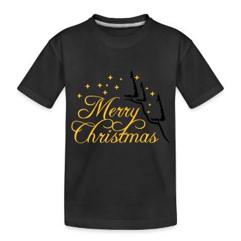 tannen berg tannenbaum sterne nacht merry christma - Kinder Premium Bio T-Shirt - Schwarz - Vorne