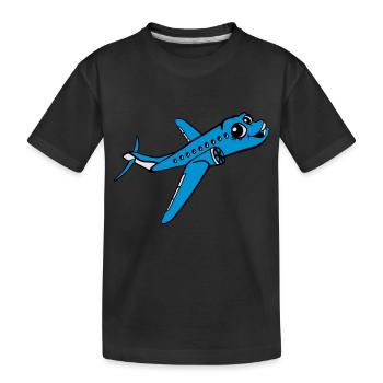 alive face comic cartoon cute cute line airplane p - Kids' Premium Organic T-Shirt - black - Front