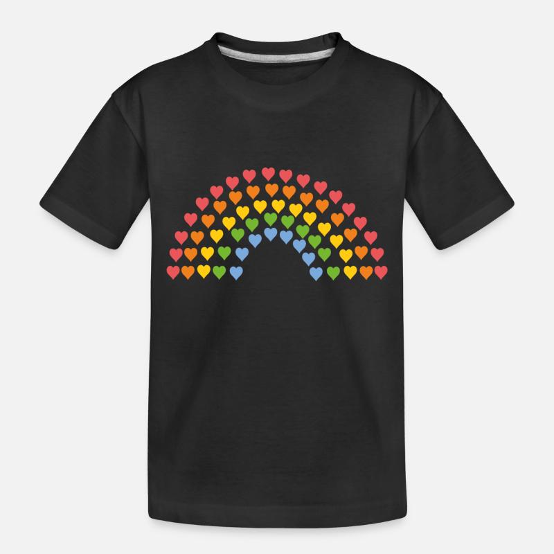 Regenbogen aus Herzen - Kinder Premium Bio T-Shirt - Schwarz
