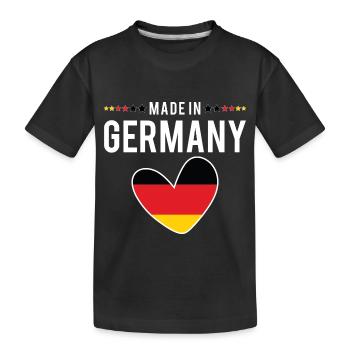 Fabriqué en Allemagne, Cœur drapeau allemand, Hommes Femmes Enfants - T-shirt bio Premium Enfant - noir - Devant