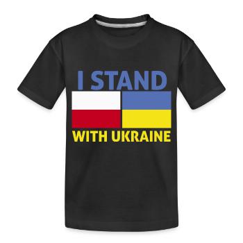 Ich bin mit der ukrainischen Flagge polens - Kinder Premium Bio T-Shirt - Schwarz - Vorne