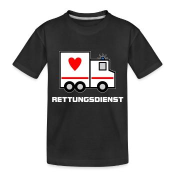 Rettungsdienst mit Herz - Krankenwagen - Kinder Premium Bio T-Shirt - Schwarz - Vorne
