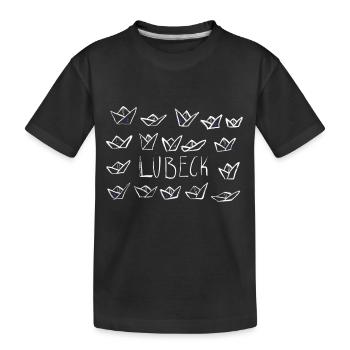 Navires en papier ancrés à Lübeck - T-shirt bio Premium Enfant - noir - Devant