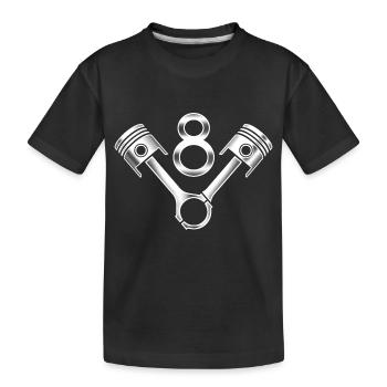 V8 cylinder engine design for muscle car fans - Kids' Premium Organic T-Shirt - black - Front