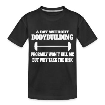 Bodybuilder Fitness Krafttraining Spruch Muskel - Kinder Premium Bio T-Shirt - Schwarz - Vorne