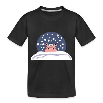 hippopotame des neiges noël hiver père Noël - T-shirt bio Premium Enfant - noir - Devant