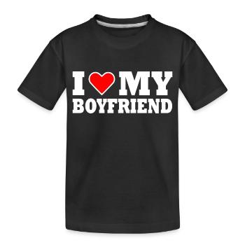 I love my boyfriend - Kinder Premium Bio T-Shirt - Schwarz - Vorne