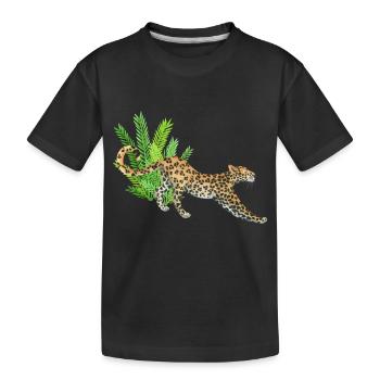 Leopard in the jungle - Kids' Premium Organic T-Shirt - black - Front
