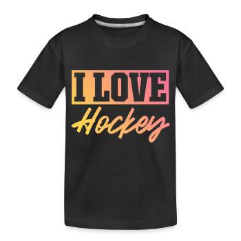 I love hockey - Kids' Premium Organic T-Shirt - black - Front
