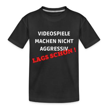 VIDEOSPIELE MACHEN NICHT AGGRESSIV - Kinder Premium Bio T-Shirt - Schwarz - Vorne