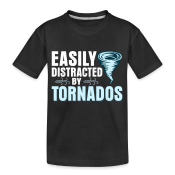 Facilement distrait par les tornades météo météo - T-shirt bio Premium Enfant - noir - Devant