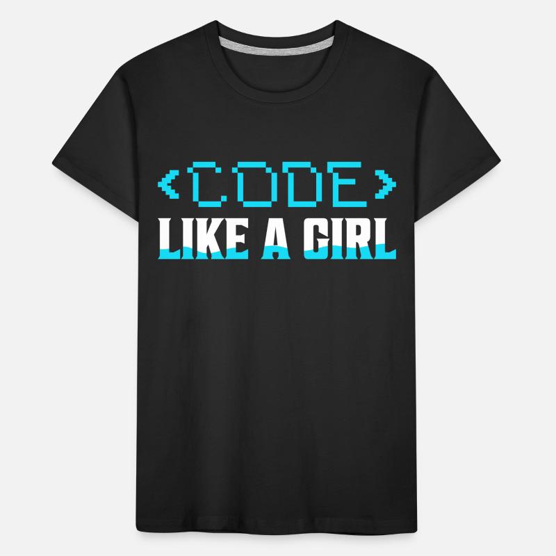 Programmeur de codage Code Like A Girl T-shirt bio Premium Enfant