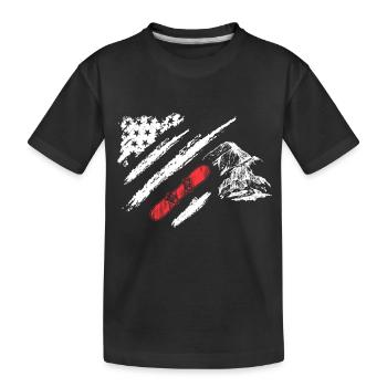 Snowboard in Amerika Flagge - Kinder Premium Bio T-Shirt - Schwarz - Vorne