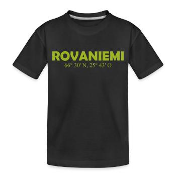 Rovaniemi - Finlande - Coordonnées - Longitude - T-shirt bio Premium Enfant - noir - Devant