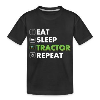 Traktor eat sleep repeat weiß - Kinder Premium Bio T-Shirt - Schwarz - Vorne