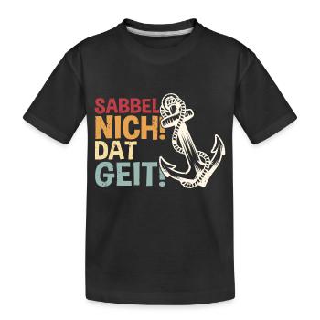 Norddeutsch Ostsee Anker Meer Tau Plattdeutsch See - Kinder Premium Bio T-Shirt - Schwarz - Vorne