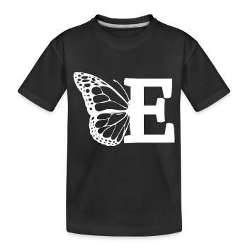 Buchstabe E Schmetterling - Kinder Premium Bio T-Shirt - Schwarz - Vorne