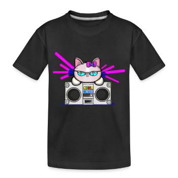 Hip Hop Beat Producer Retro Ghetto Blaster 1990s - Kinder Premium Bio T-Shirt - Schwarz - Vorne