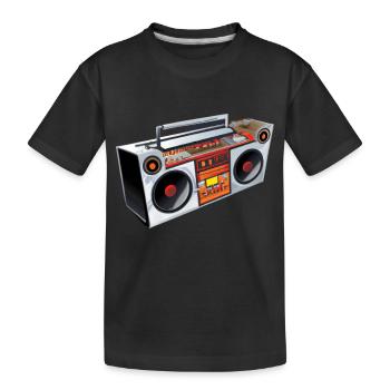 Hip Hop Beat Producer Retro Ghetto Blaster 1990s - Kinder Premium Bio T-Shirt - Schwarz - Vorne
