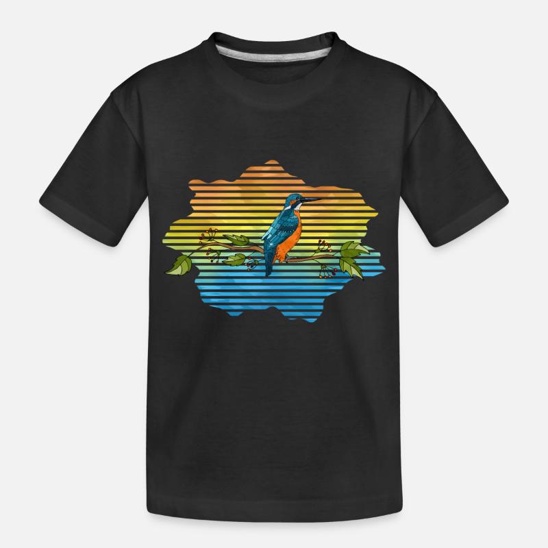 Bunter Vogel - Kinder Premium Bio T-Shirt - Schwarz