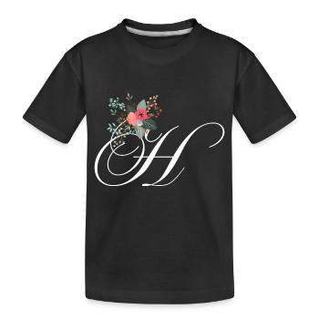 Buchstabe h blumig - Kinder Premium Bio T-Shirt - Schwarz - Vorne