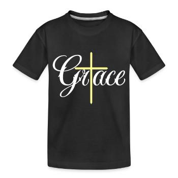 Grâce | Grande Croix - T-shirt bio Premium Enfant - noir - Devant