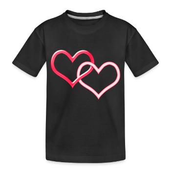 Two Connected Hearts - Kids' Premium Organic T-Shirt - black - Front