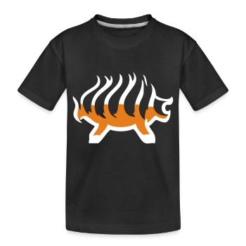 Grillen ist super! Schwein auf dem Grill! - Kinder Premium Bio T-Shirt - Schwarz - Vorne