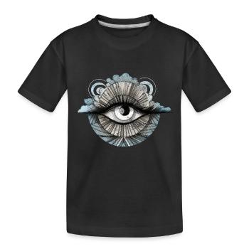 All-Seeing 70s Eye Cloud Retro Vintage - Kids' Premium Organic T-Shirt - black - Front