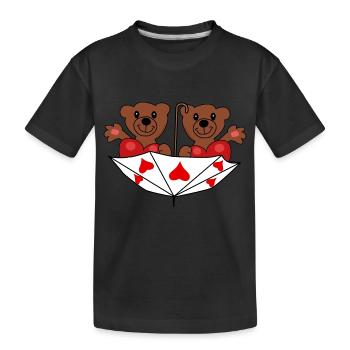 Frères et sœurs, jumeaux, famille, enfants, ours en peluche, ours - T-shirt bio Premium Enfant - noir - Devant