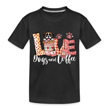 Boxer Hund Kaffee Liebhaber Hund Mama Valentinstag - Kinder Premium Bio T-Shirt - Schwarz - Vorne