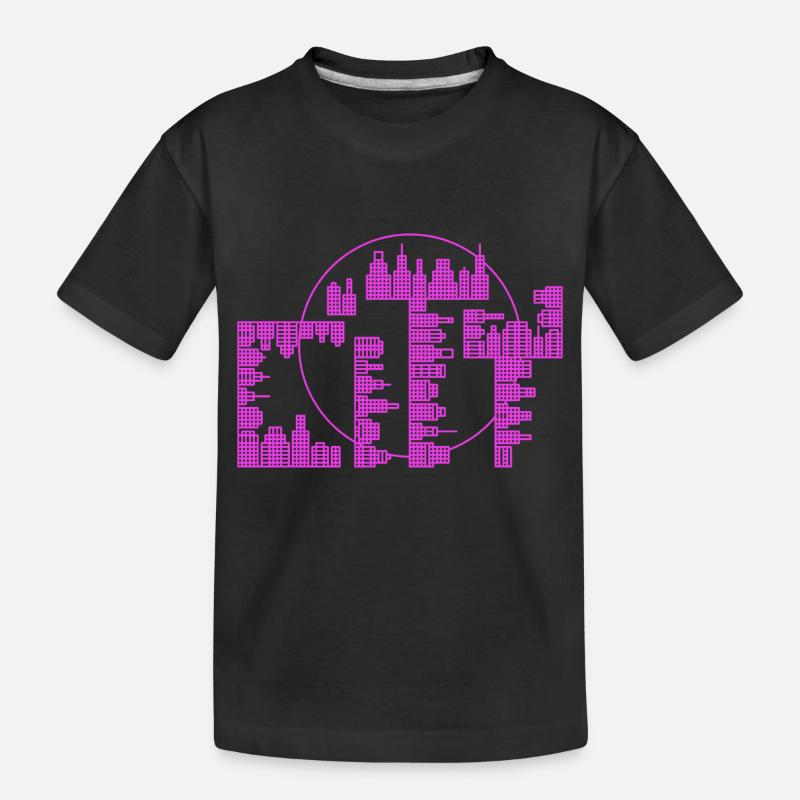 Skyline, Stadt - lila Version - Kinder Premium Bio T-Shirt - Schwarz