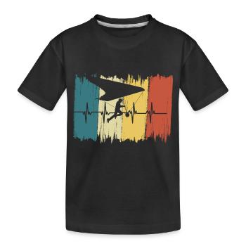 Vintage Paragliding Herzschlag - Kinder Premium Bio T-Shirt - Schwarz - Vorne