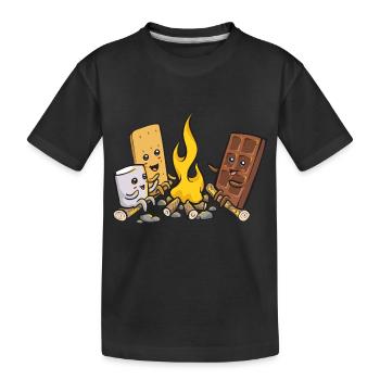 S'more Campfire Marshmallow Camping - Kids' Premium Organic T-Shirt - black - Front