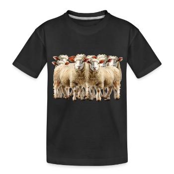 Flock of sheep in landscape management - Kids' Premium Organic T-Shirt - black - Front