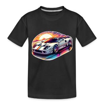 Oldtimer Sonnenuntergang - Kinder Premium Bio T-Shirt - Schwarz - Vorne