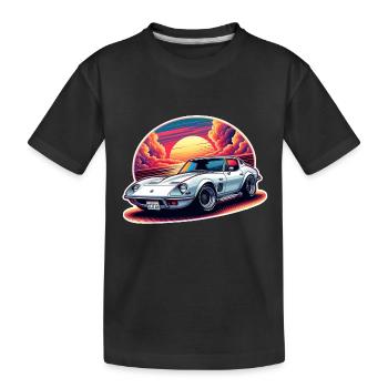 Oldtimer Sonnenuntergang - Kinder Premium Bio T-Shirt - Schwarz - Vorne