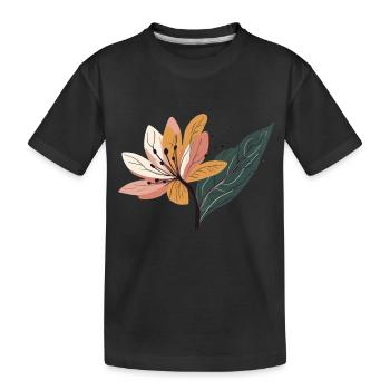 Blume Lilie minimalistisch - Kinder Premium Bio T-Shirt - Schwarz - Vorne