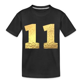 Numéro 11 paillettes doré - 11e anniversaire - T-shirt bio Premium Enfant - noir - Devant