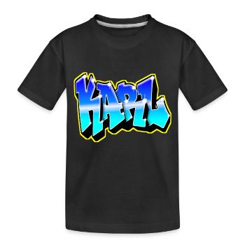 Graffiti KARL Bleu et jaune - T-shirt bio Premium Enfant - noir - Devant