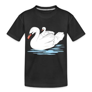 Une maman cygne blanc et son bébé - T-shirt bio Premium Enfant - noir - Devant