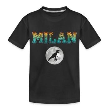 MILAN - Beau prénom de garçon avec dinosaure - T-shirt bio Premium Enfant - noir - Devant