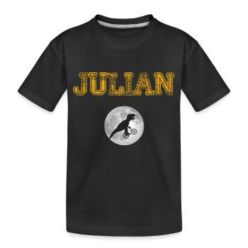 JULIAN - Beau prénom de garçon avec dinosaure - T-shirt bio Premium Enfant - noir - Devant